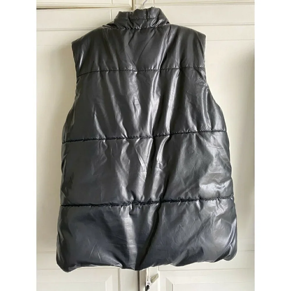 Justice Girl’s 16/18 Black Shiny Puffer Zip‎ Vest